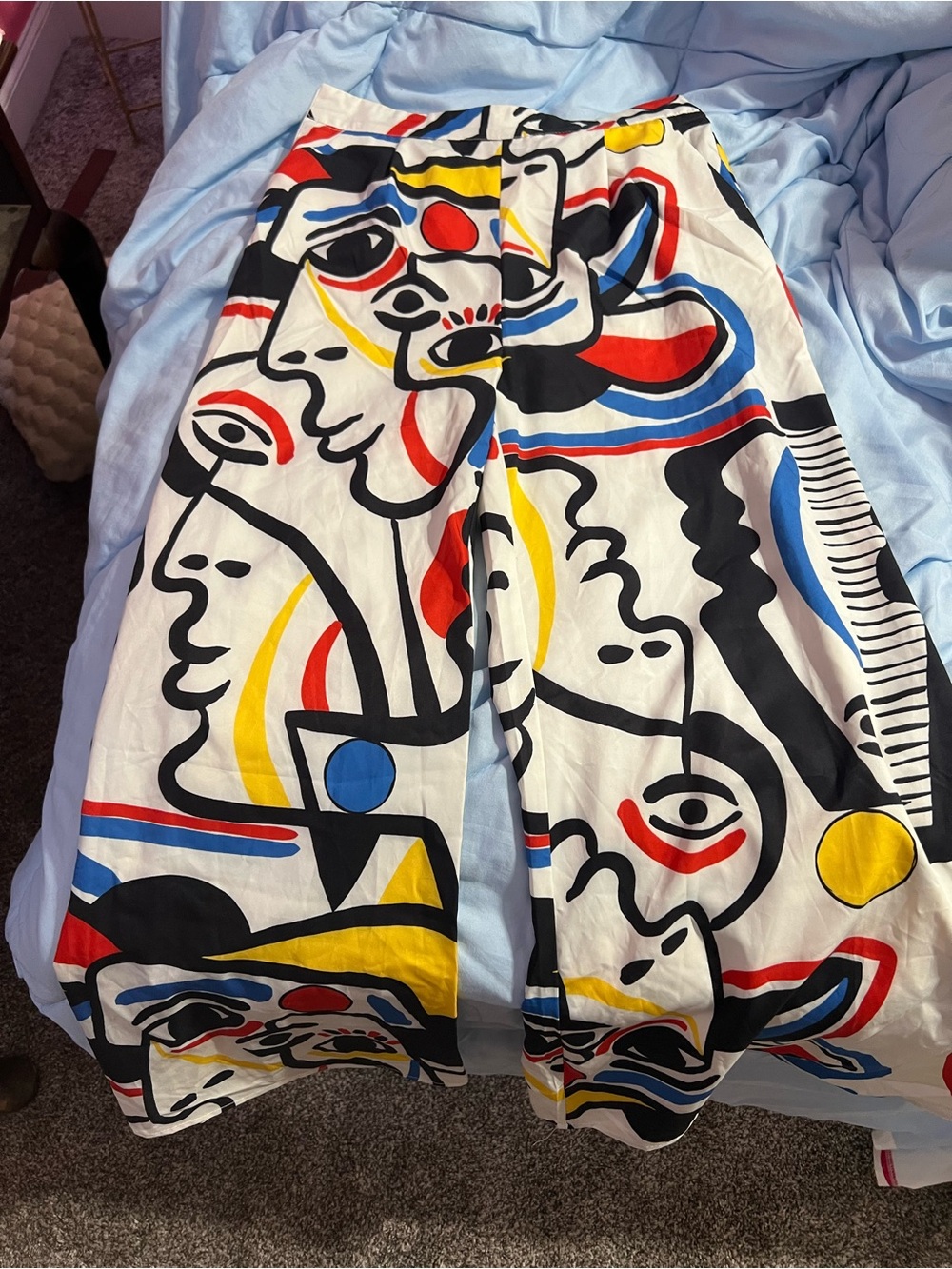 Abstract Multi-Color Print Women’s Wide Leg Pants. Size Medium